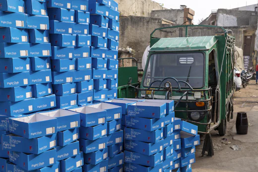 Goods stacked at the dispatch area ready for loading