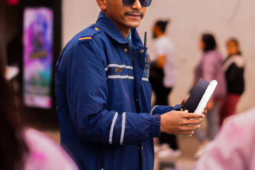Security professional in uniform on duty